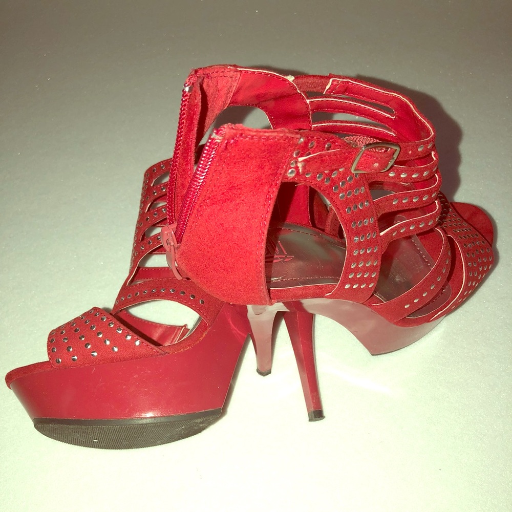 Red Silver studded heels